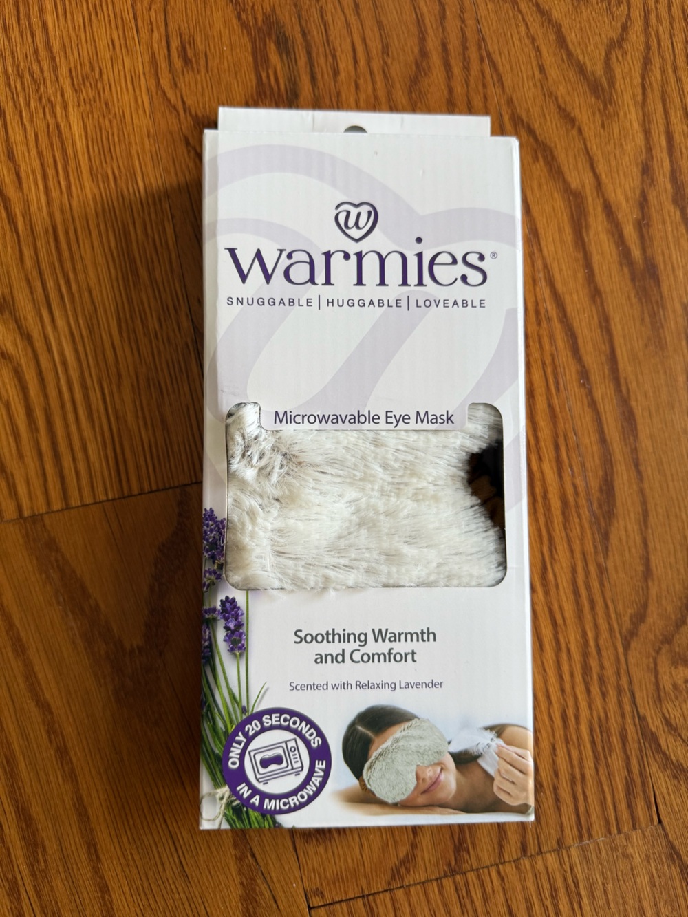 Microwavable Eye Mask - Cream Faux Fur, Lavender Scented